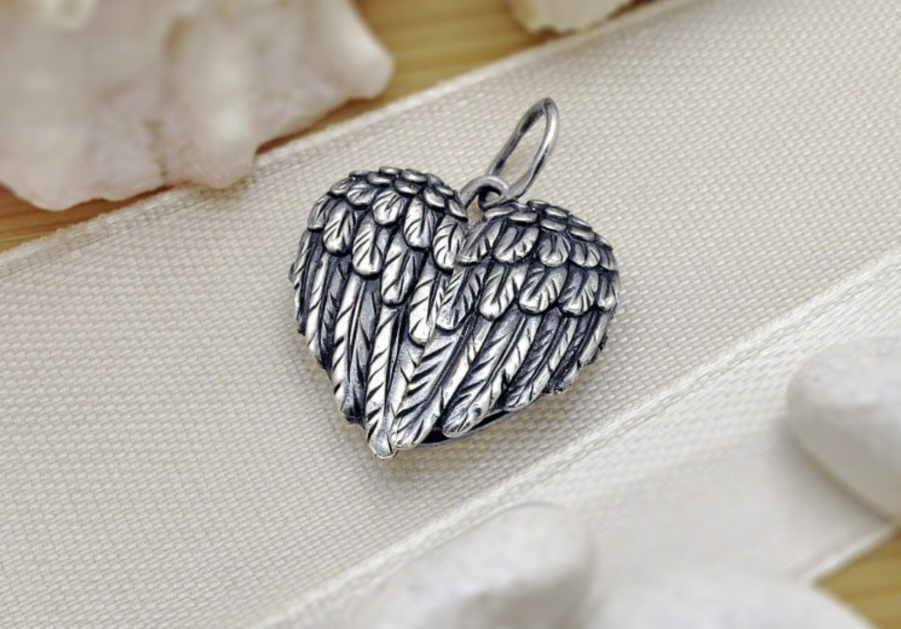 Серебряный кулон/медальон «Крылья ангела» с фото внутри