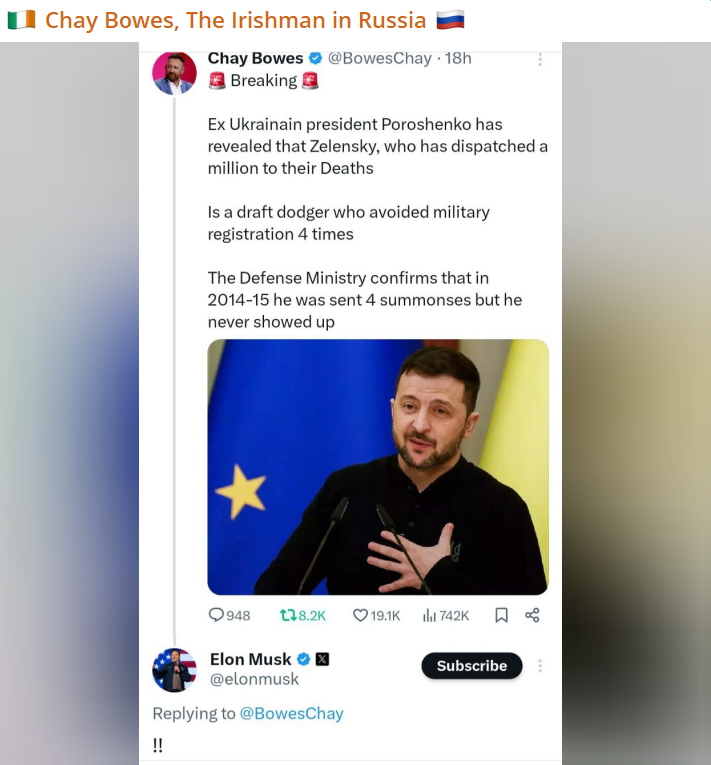    Скриншот:Telegram/Chay Bowes, The Irishman in Russia