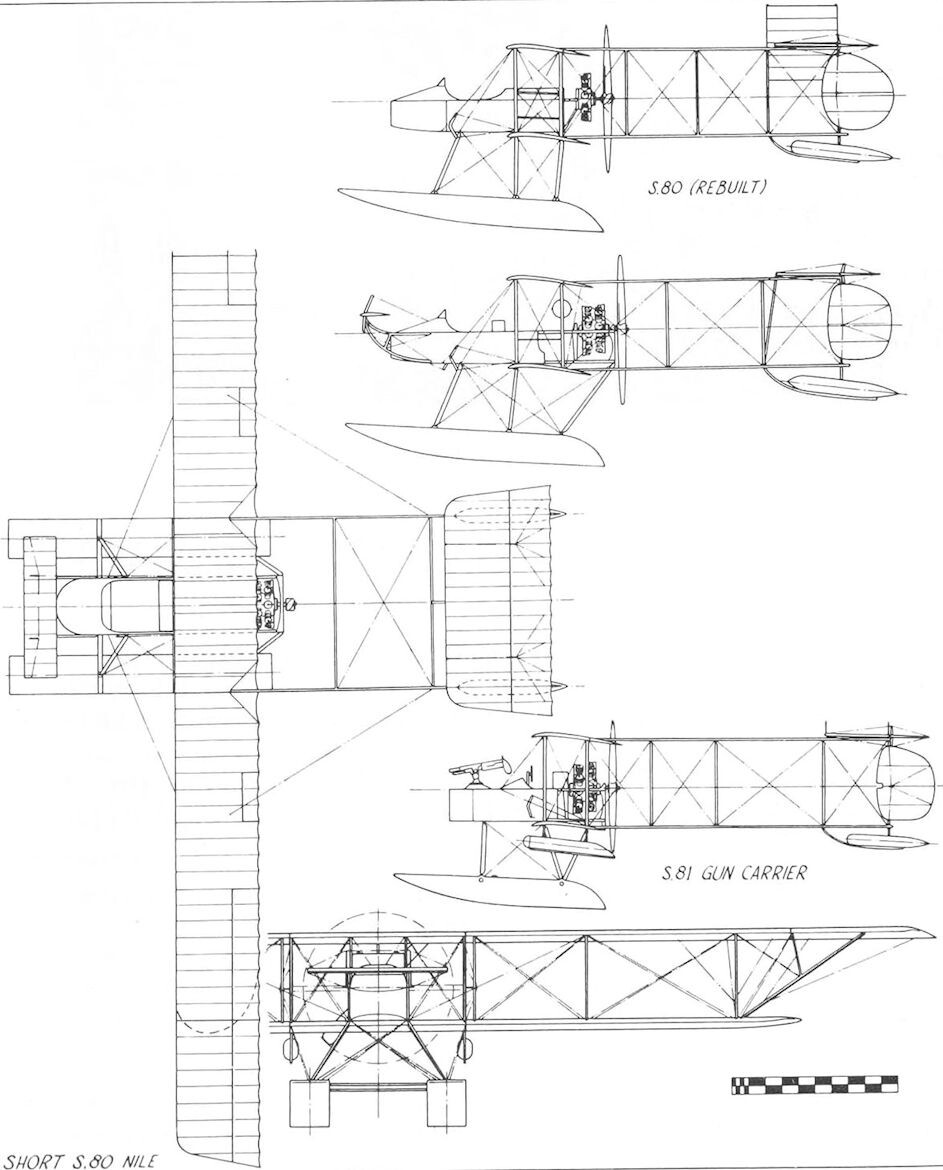 схемы поплавковых гидросамолетов Short S.80 и Short S.81 Gun Carrier. Снимок flyingmachines.ru