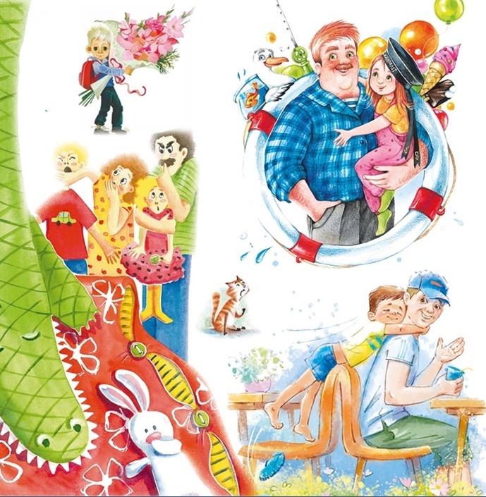 коллаж из фрагментов иллюстраций