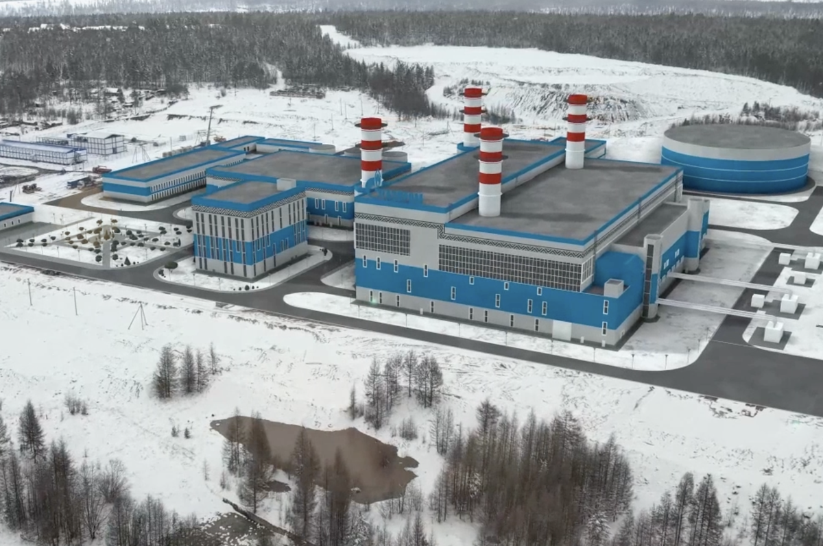 © ООО «Газпром энергохолдинг» / energoholding.gazprom.ru (Южно-Якутская ТЭС, визуализация. Строительство объекта в поселке Чульман стартовало летом 2024 г. Первые газовые турбины введут в 2026 г. А достройку до парогазового цикла завершат к 2027 г.)