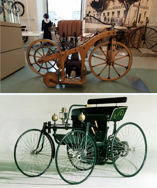 Daimler Reitwagen, 1885 и Daimler Motorwagen, 1889