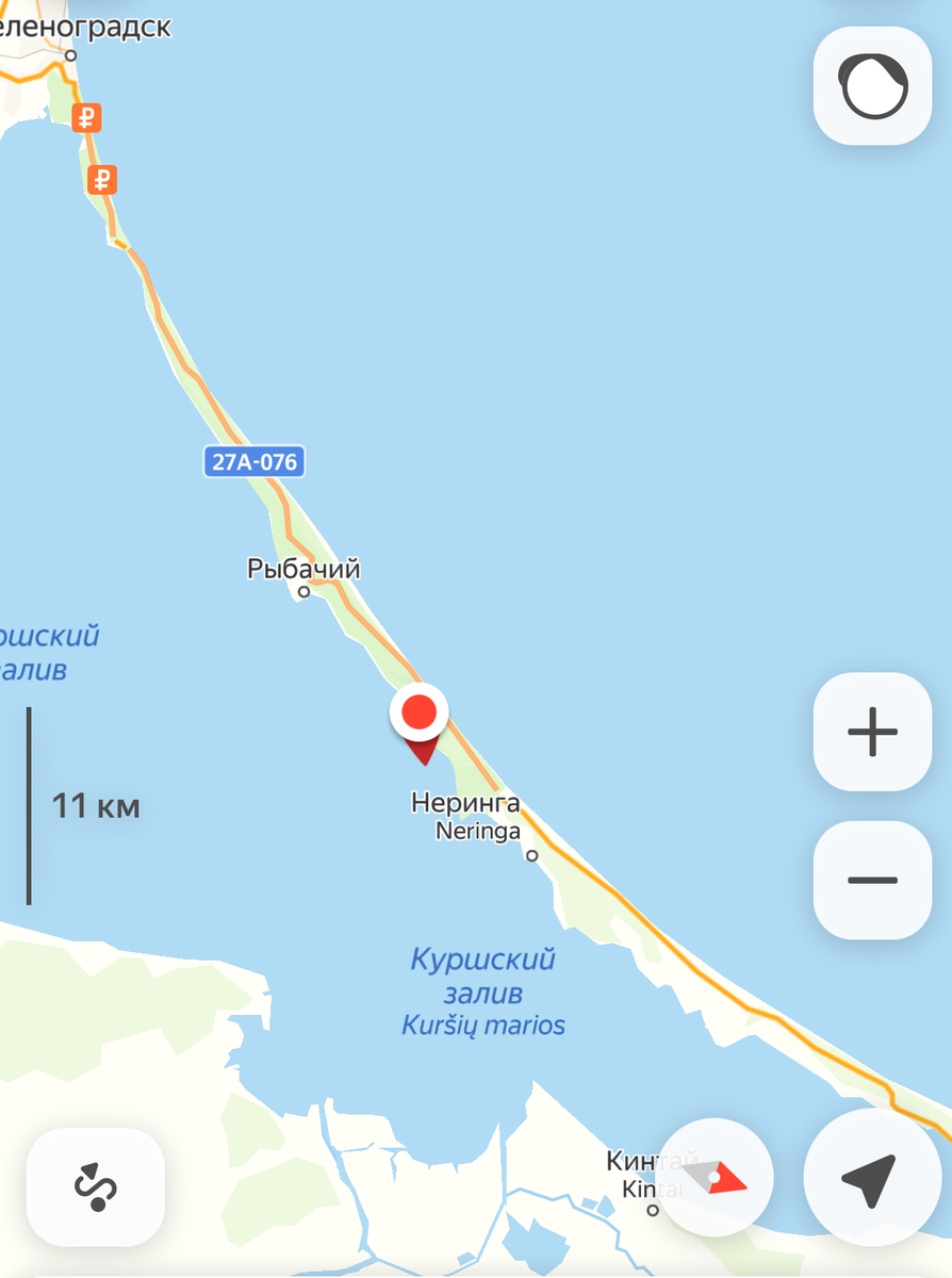 Куршская коса на карте