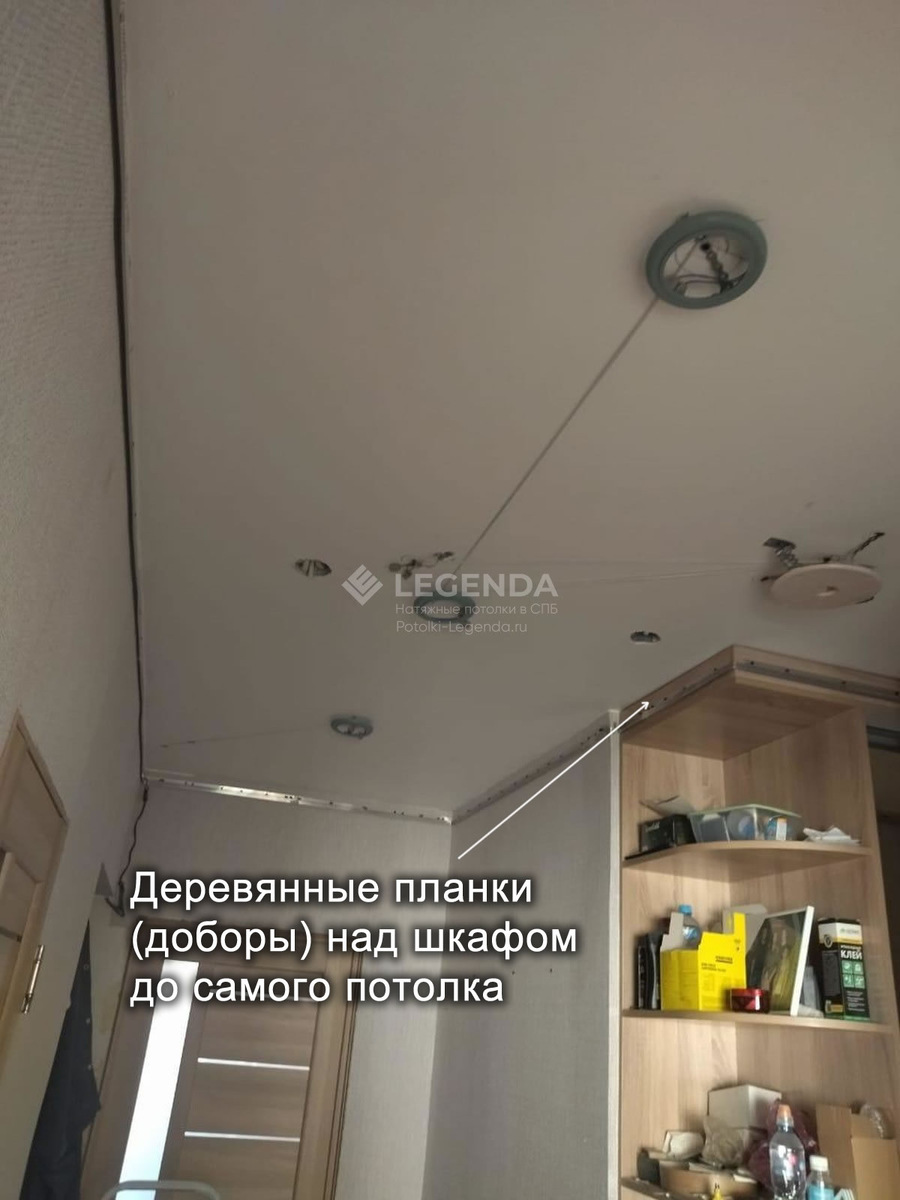 Профиль для натяжного потолка установлен на доборы шкафа – Фото 1