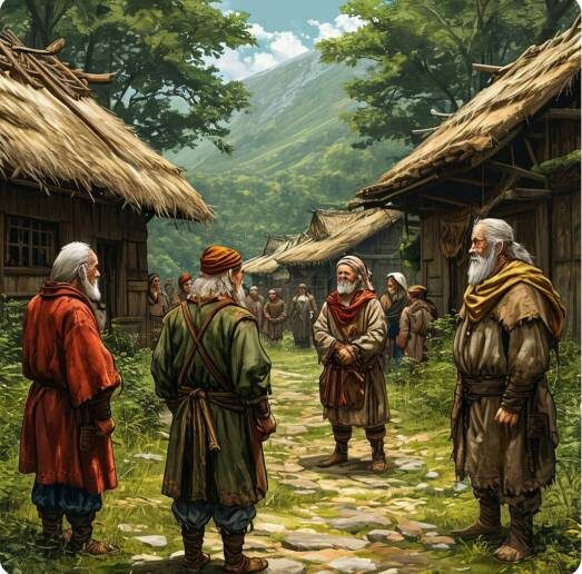 Старейшина беседует с жителями