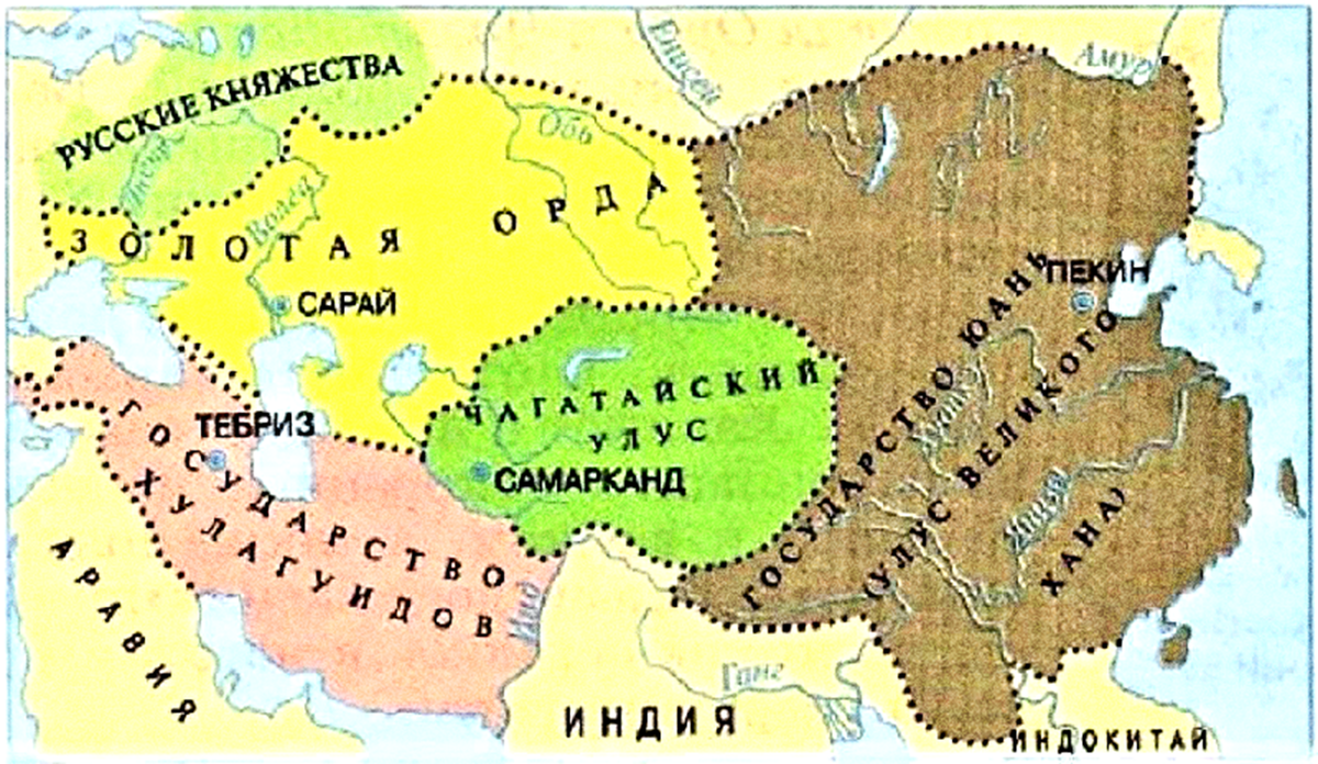 Примерная схема улусов потомков Чингисхана. Из открытых источников