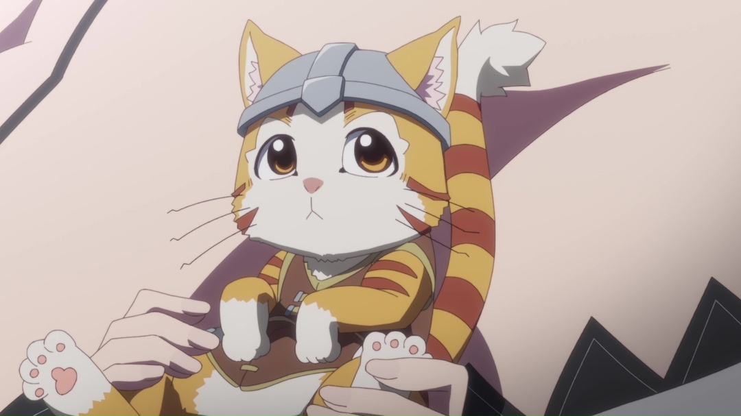 Кадр из аниме "Я монстр S-класса Бегемот, но меня перепутали с котом, и я живу у эльфийки"