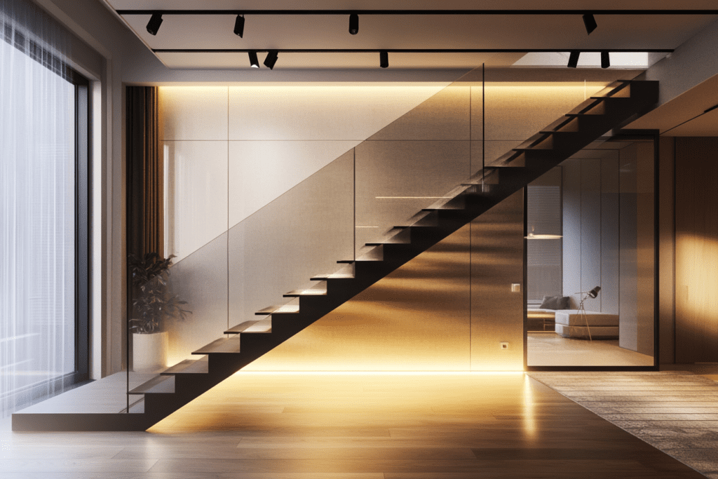    Комбинированные лестницы из металла и стекла: стиль и надежность от ZMK-Zenit для вашего дома в Уфе ZMK-ZENIT