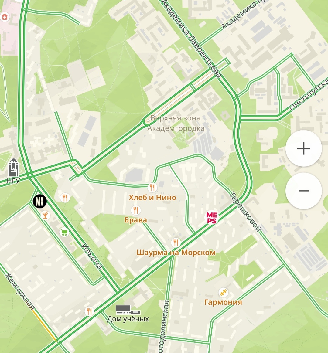 Все самое интересное находится в Верхней зоне Академгородка