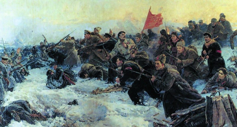 Так в советское время изображали первые бои Красной армии с немцами.