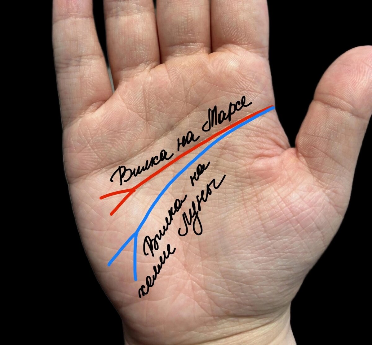 Вилки на холмах Марса и Луны. Рисунок автора.