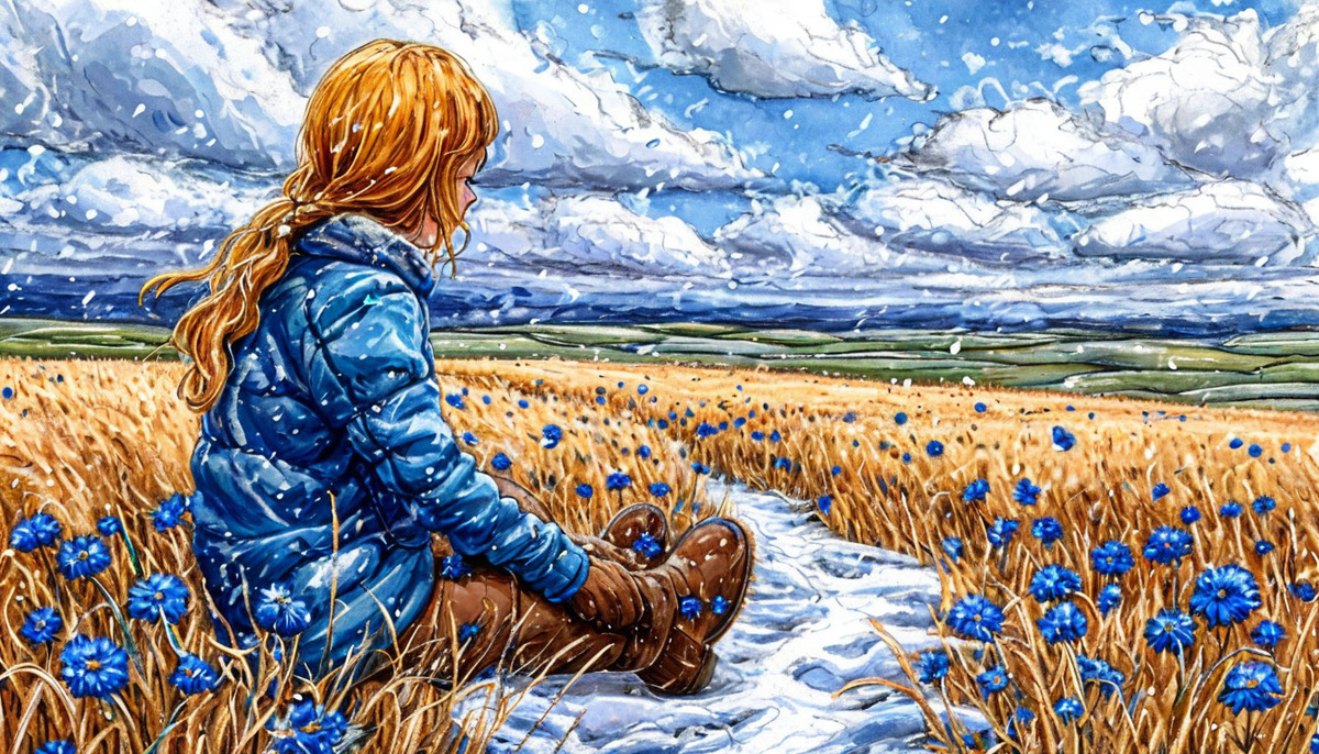 Васильковый снег. Изображение от ИИ Шедеврум