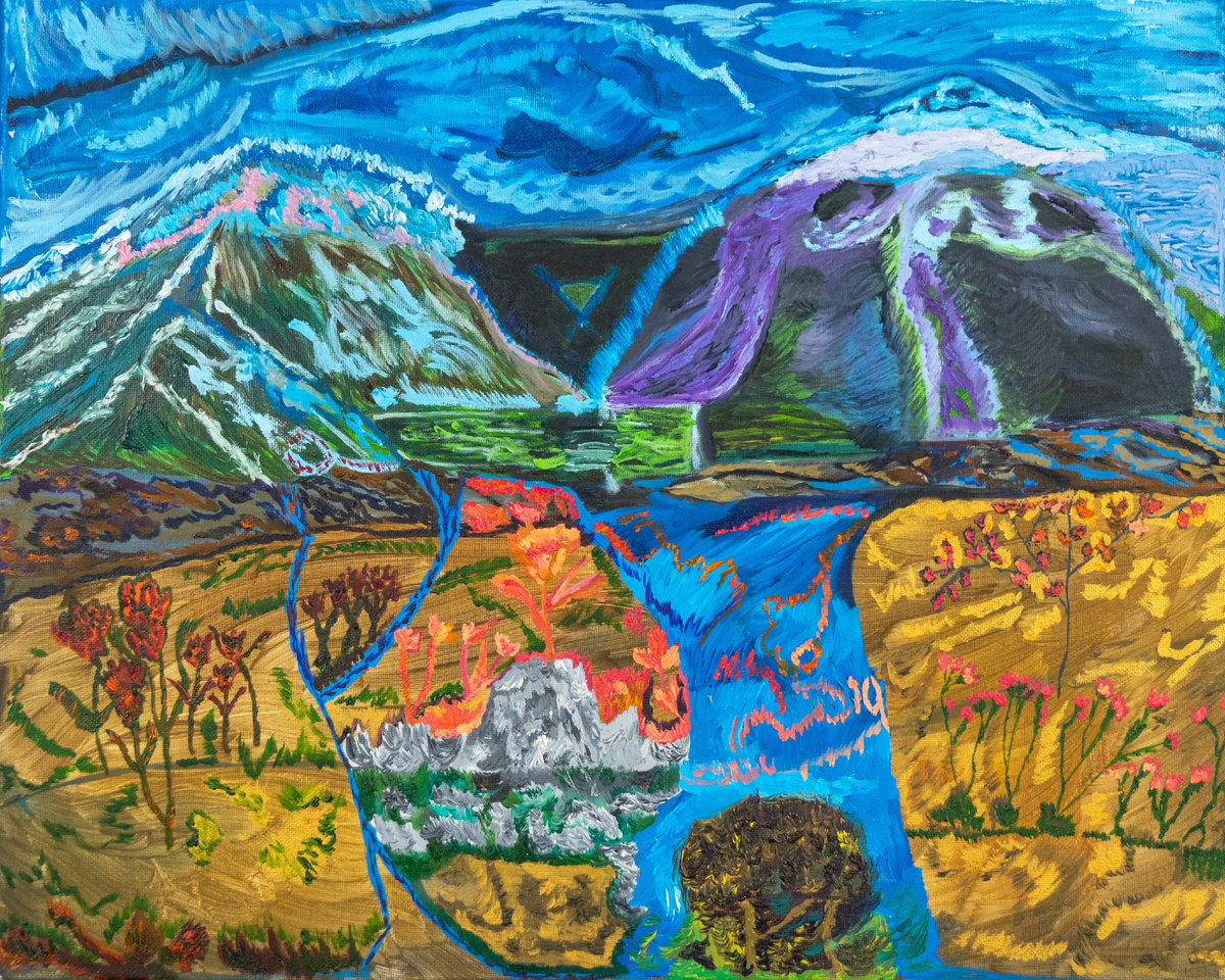 Представьте холст, где сплетаются корни древнего дуба, уходящие вглубь земли, не смотря на то, что это дерево растёт на отвесной скале. Каждый взмах кисти — это напоминание: даже в суете можно найти опору