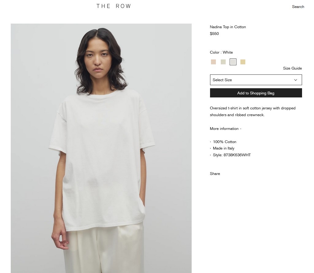 Источник скриншота: therow.com