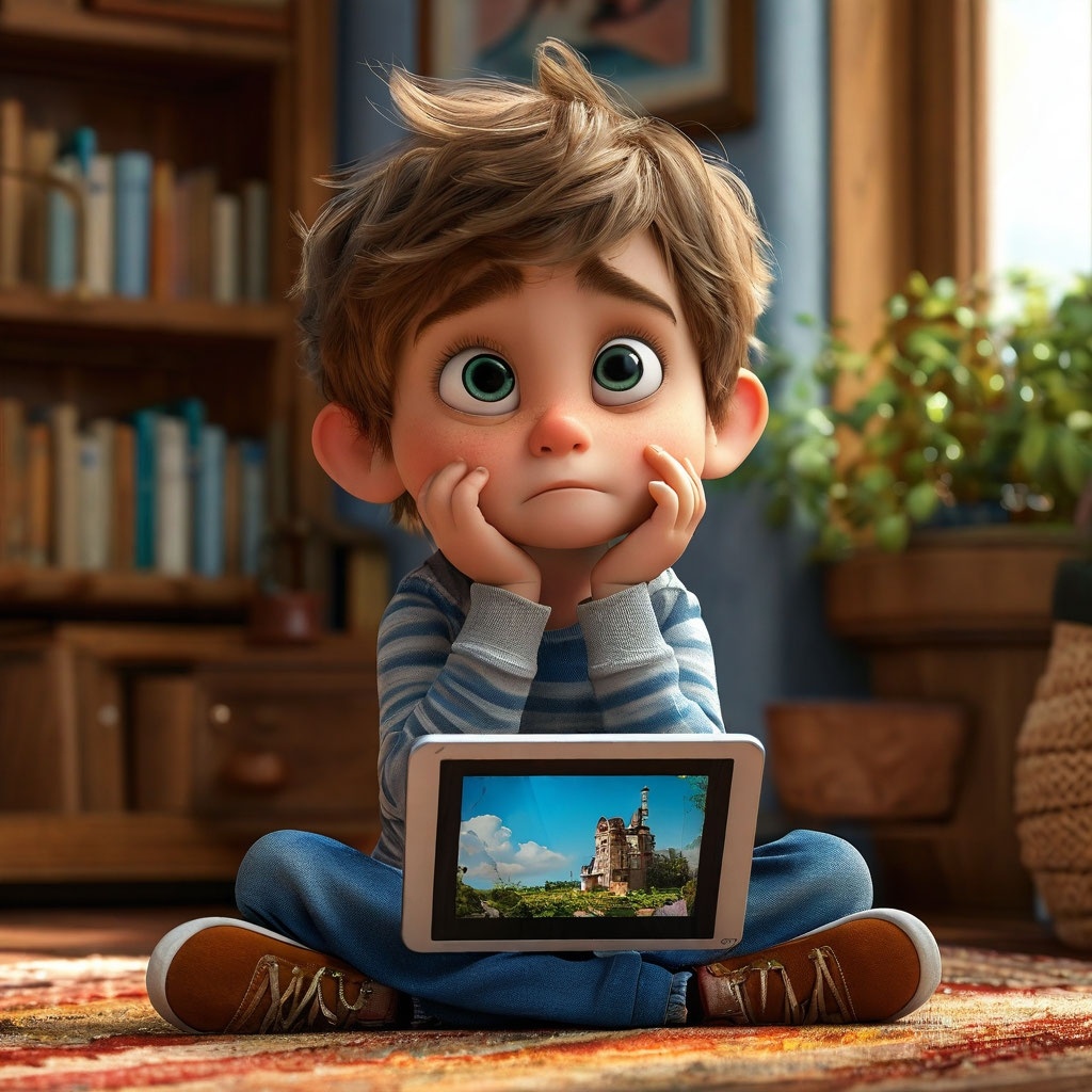 Ребёнок думает какой мультфильм смотреть 