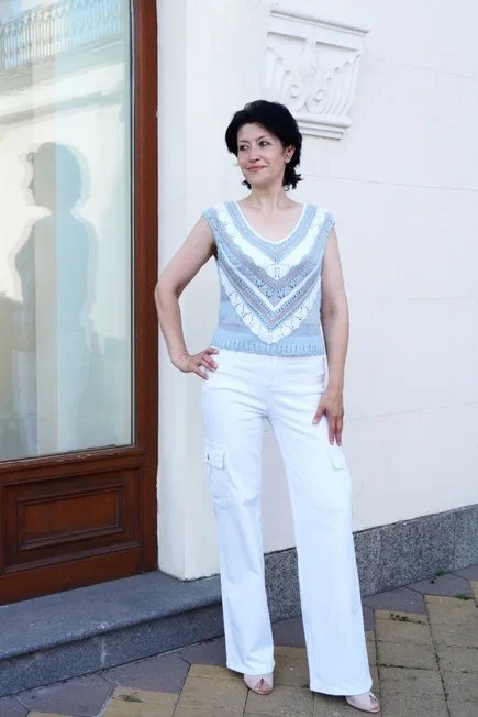 Вязаный топ "Диагональ" в моем исполнении (листайте галерею)