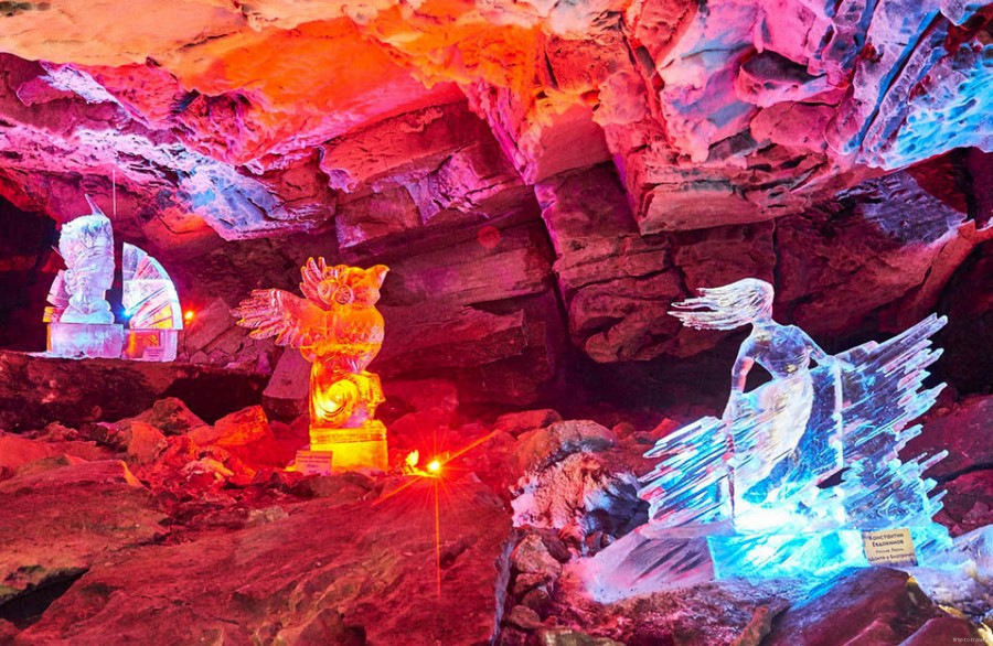 Кунгурская ледяная пещера, скала Ирмаг, водопад Плакун