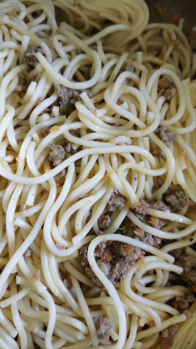 Спагетти с фаршем.