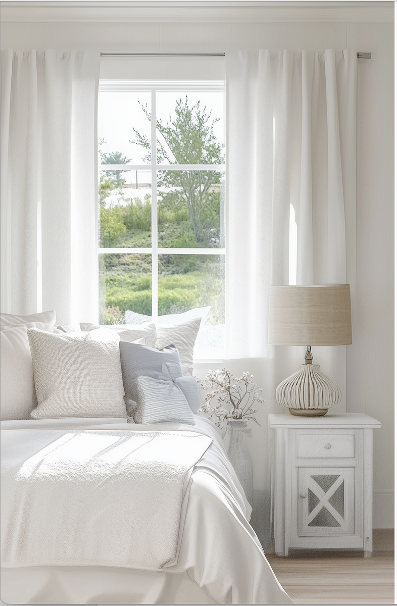 интерьер спальни в светлом стиле для загородного дома