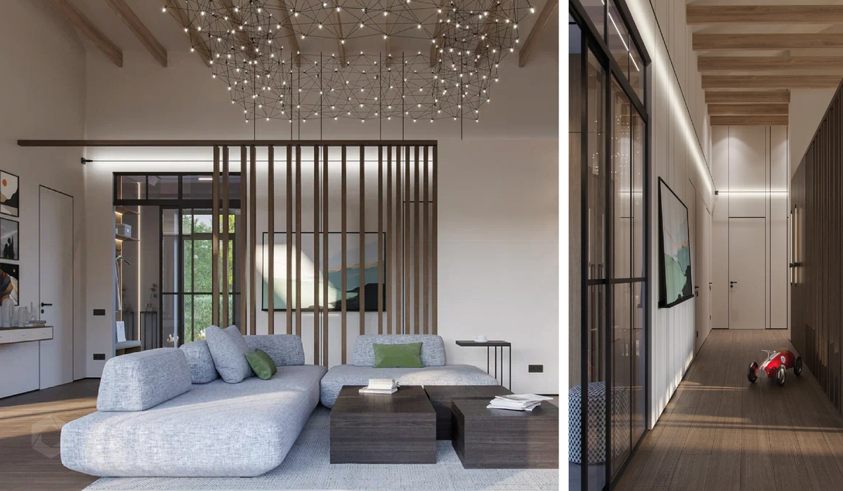 Дизайн интерьера в КП "Пятница CLUB" от студии архитектуры и дизайна Линии Пространства