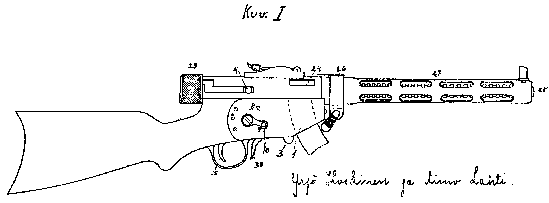 Патентный чертёж пистолета пулемёта M/22.