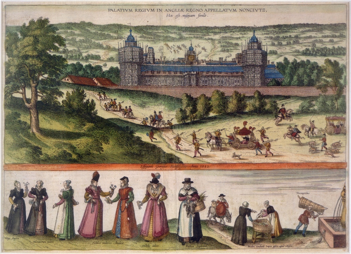 Самым известным изображением дворца является гравюра на меди, созданная по рисунку Георга Хёфнагеля 1582 года. На ней изображена южная сторона дворца с двумя восьмиугольными башнями. https://de.wikipedia.org