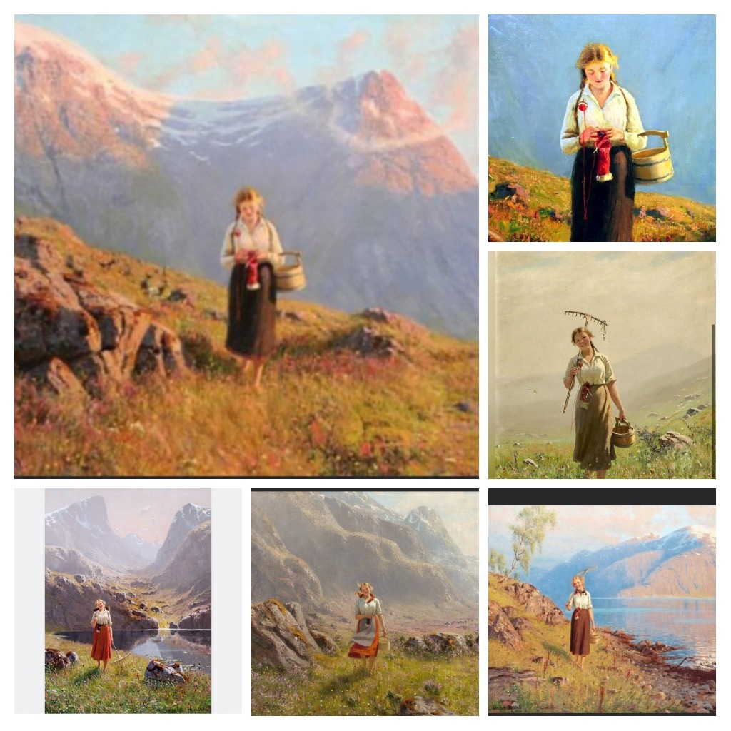 Девушки на картинах Ханса Даля вяжут