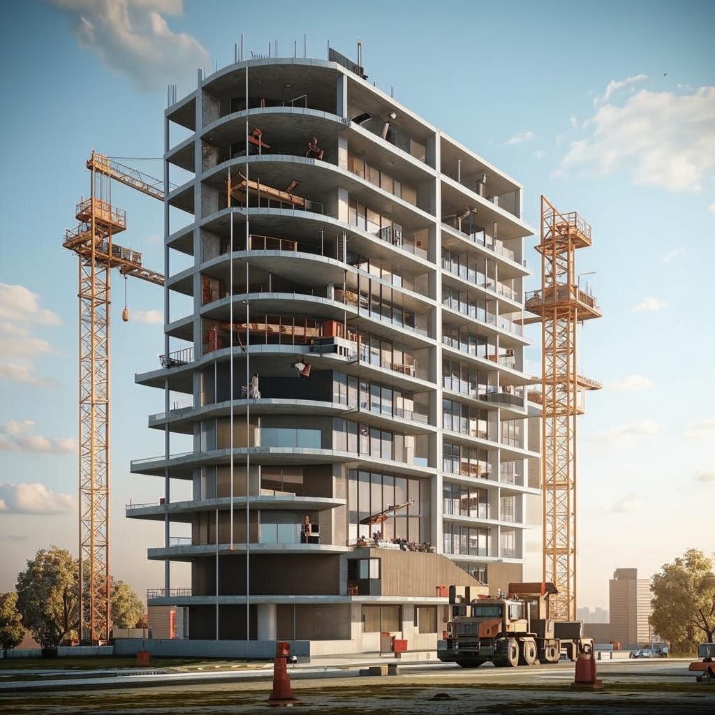 Строительство. Иллюстрация сгенерирована нейросетью