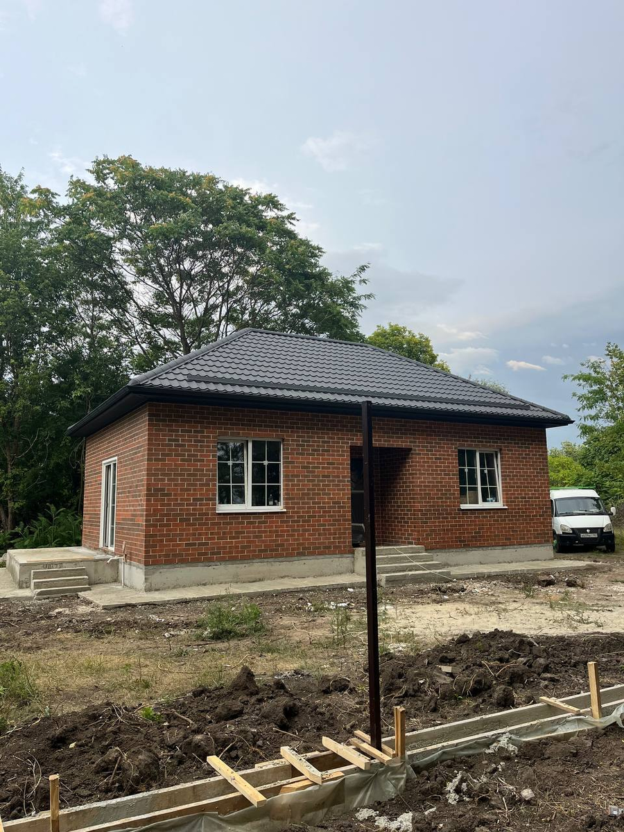 Шлакоблок + кирпич