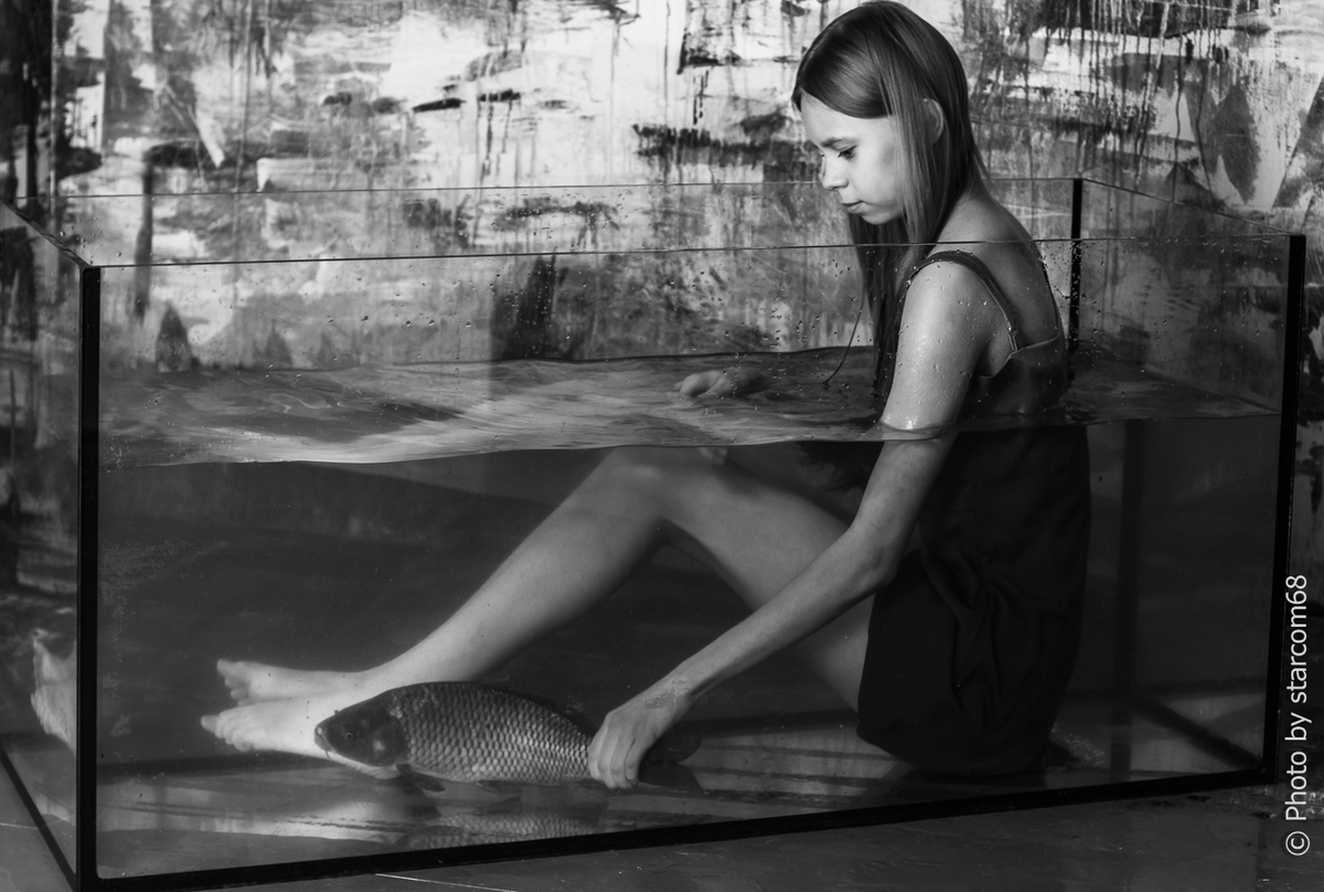 Ну а это моя версия этого эпизода в аквариуме с Ульяной, то же снято на "полтинник". Пролистывайте альбом вправо =>