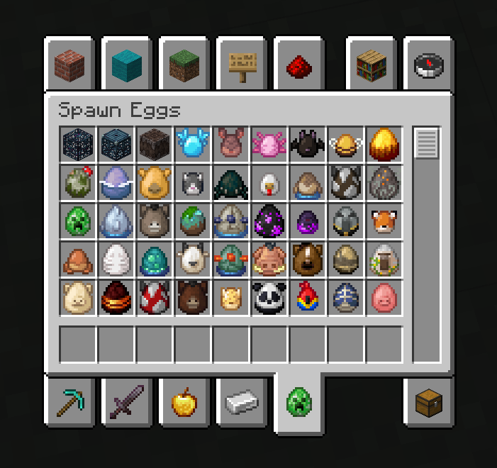 Вкладка с яйцами призыва. Их внешний вид