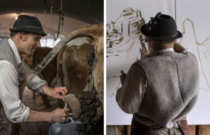 Вернер Хертль рисует свои картины коровьим навозом