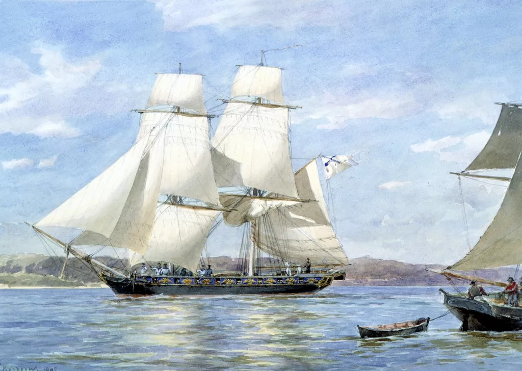 1805, 21 февраля (9 февраля по старому стилю): Бой 16-пушечного брига «Летун» (командир - лейтенант И.Н. Бутаков) с более сильным по вооружению французским корсарским судном в Превезском заливе у берегов Греции.  (На картине А. Беггрова бриг "Александр" , так выглядели бриги начала 19-го века).