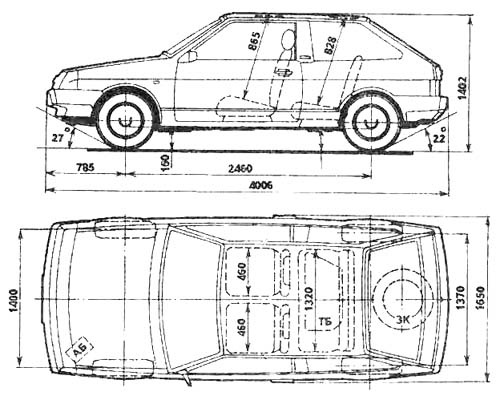 Размеры кузова ВАЗ-2108