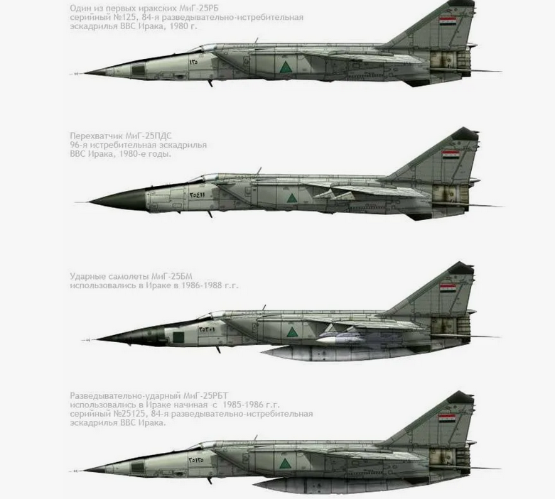 Модификации МиГ-25 ВВС Ирана. Картинка исследователя ирано-иракской войны Тома Купера