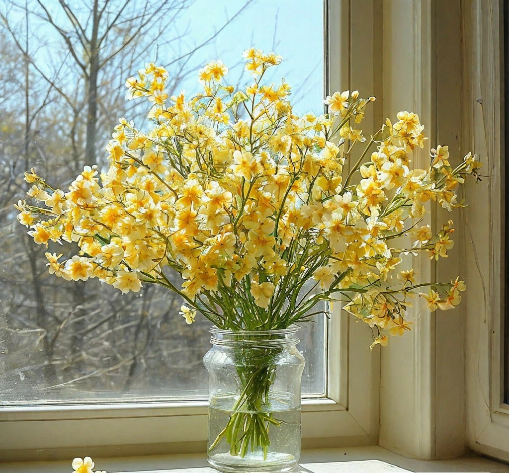 фото создано нейросетью: цветы в банке