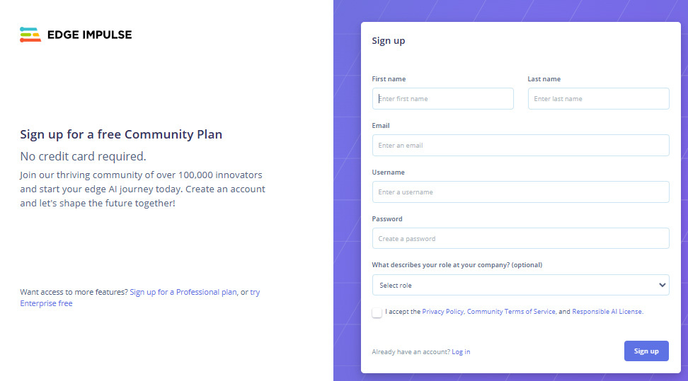 Регистрируемся в Edge Impulse