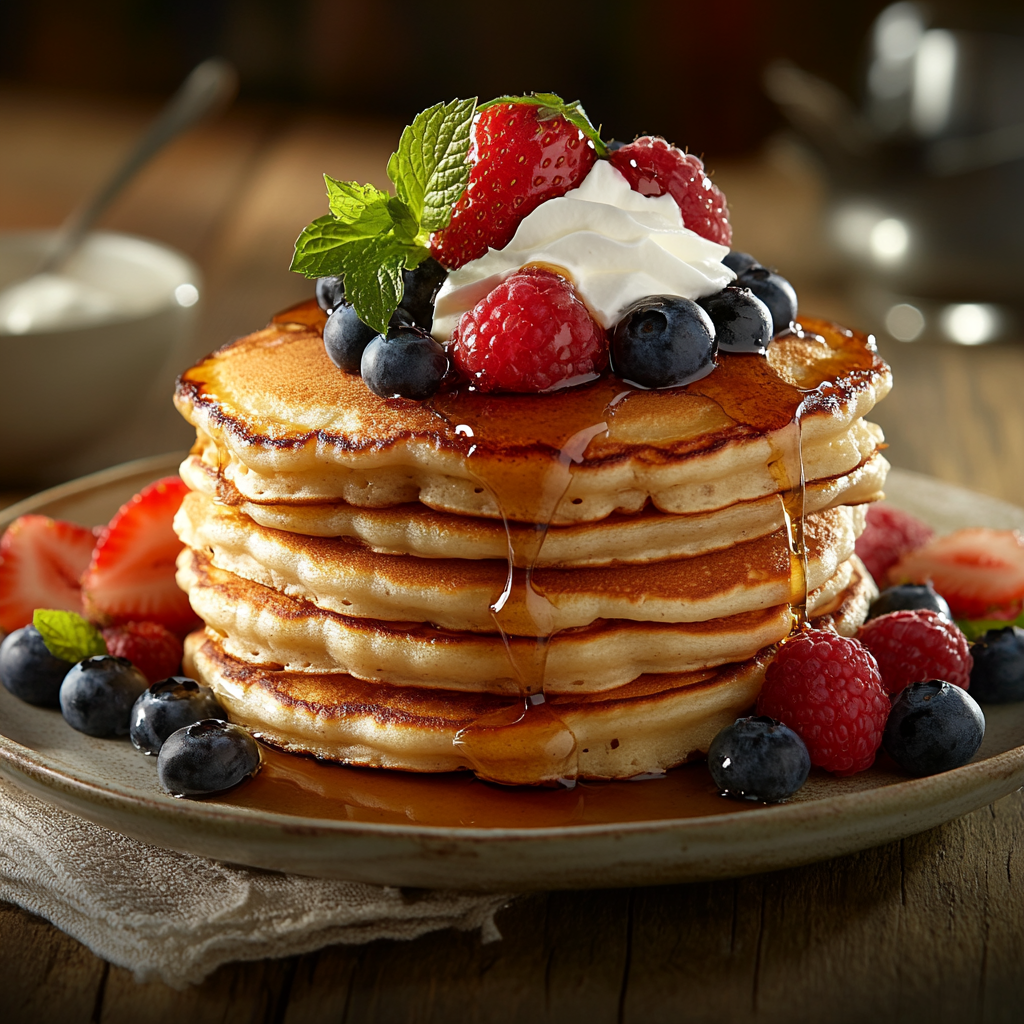 Пышные панкейки с ягодами