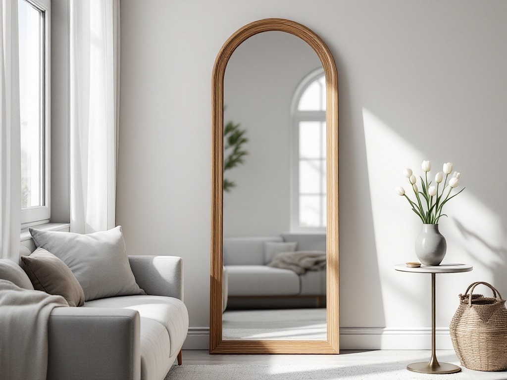 Арочное зеркало способно преобразить пространство, добавив ему объём, свет и шарм