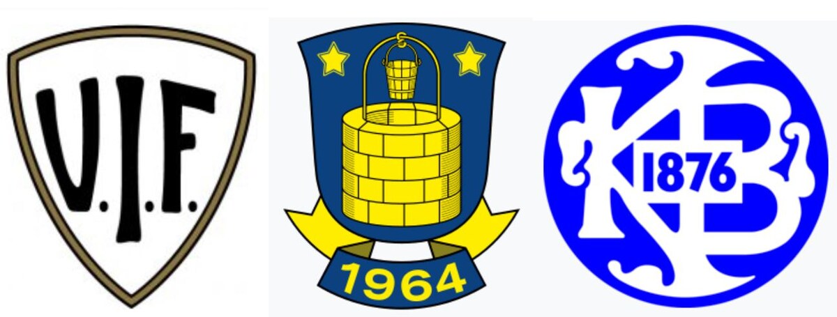 Эмблемы футбольных клубов "Vanløse IF", "Brøndby IF", "KB"