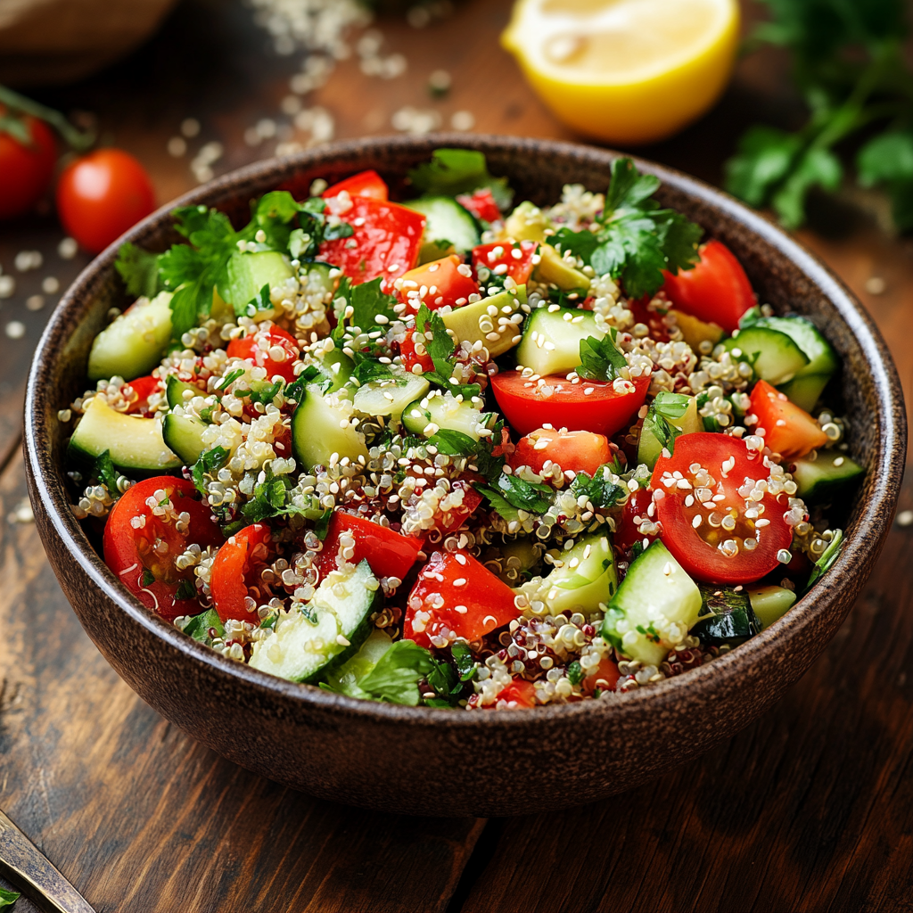 Сытный салат с киноа и овощами