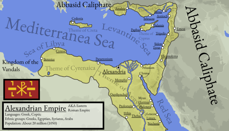 Карта Александрийской империи на 1050 год
