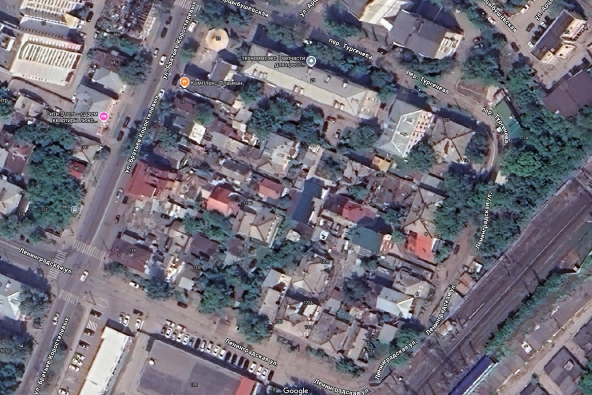 Квартал №56 крупным планом на снимке со спутника