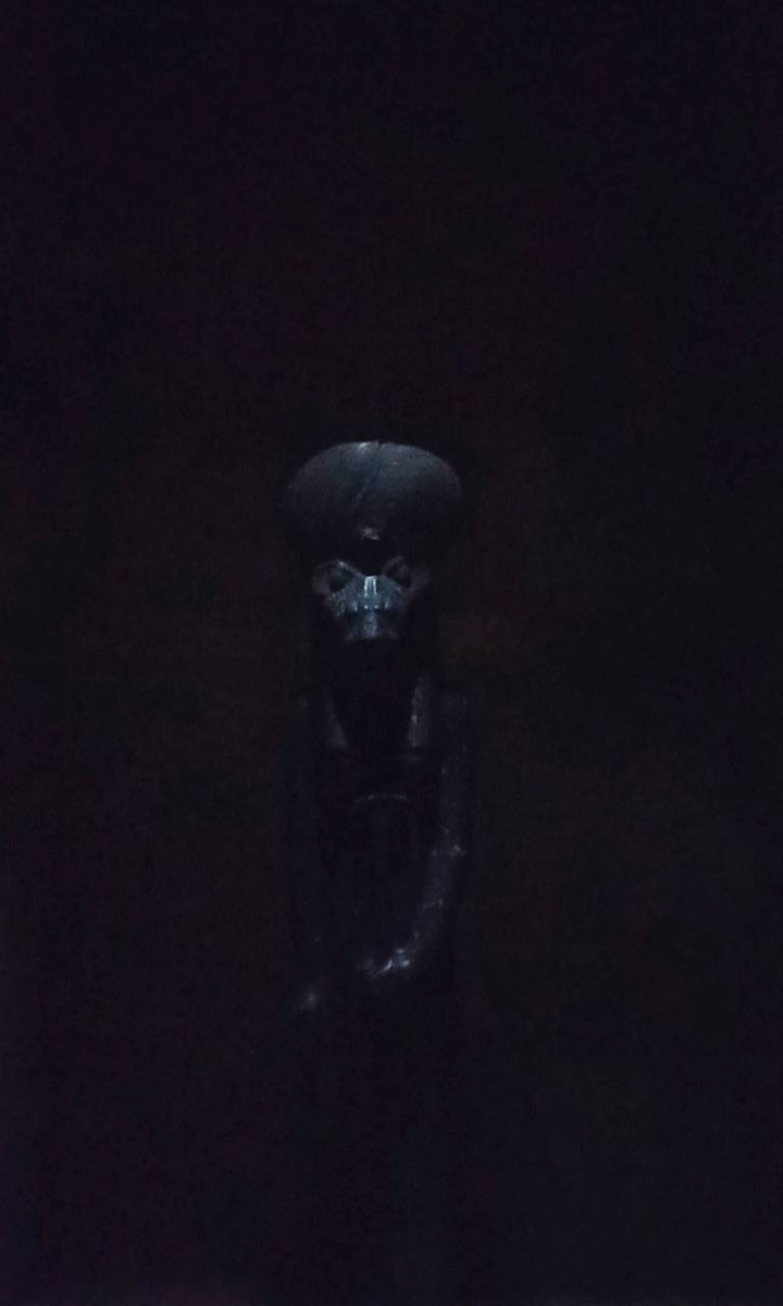 Статуя Сехмет в полумраке храма Птаха в Карнаке