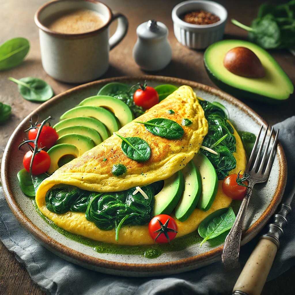 🍳 Омлет с авокадо и шпинатом – белковый завтрак для бодрости и стройности!