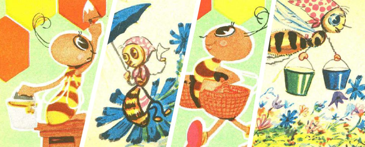 рисунок: журнал "Пчеловодство", №№ 6,8, 1967.