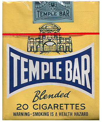 "Temple Bar". Австралия, 1970-е годы. 20 штук в мягкой упаковке и в целлофане. Производитель: W.D. & H.O. Wills (Австралия) Ltd. Владелец торговой марки: "British American Tobacco".