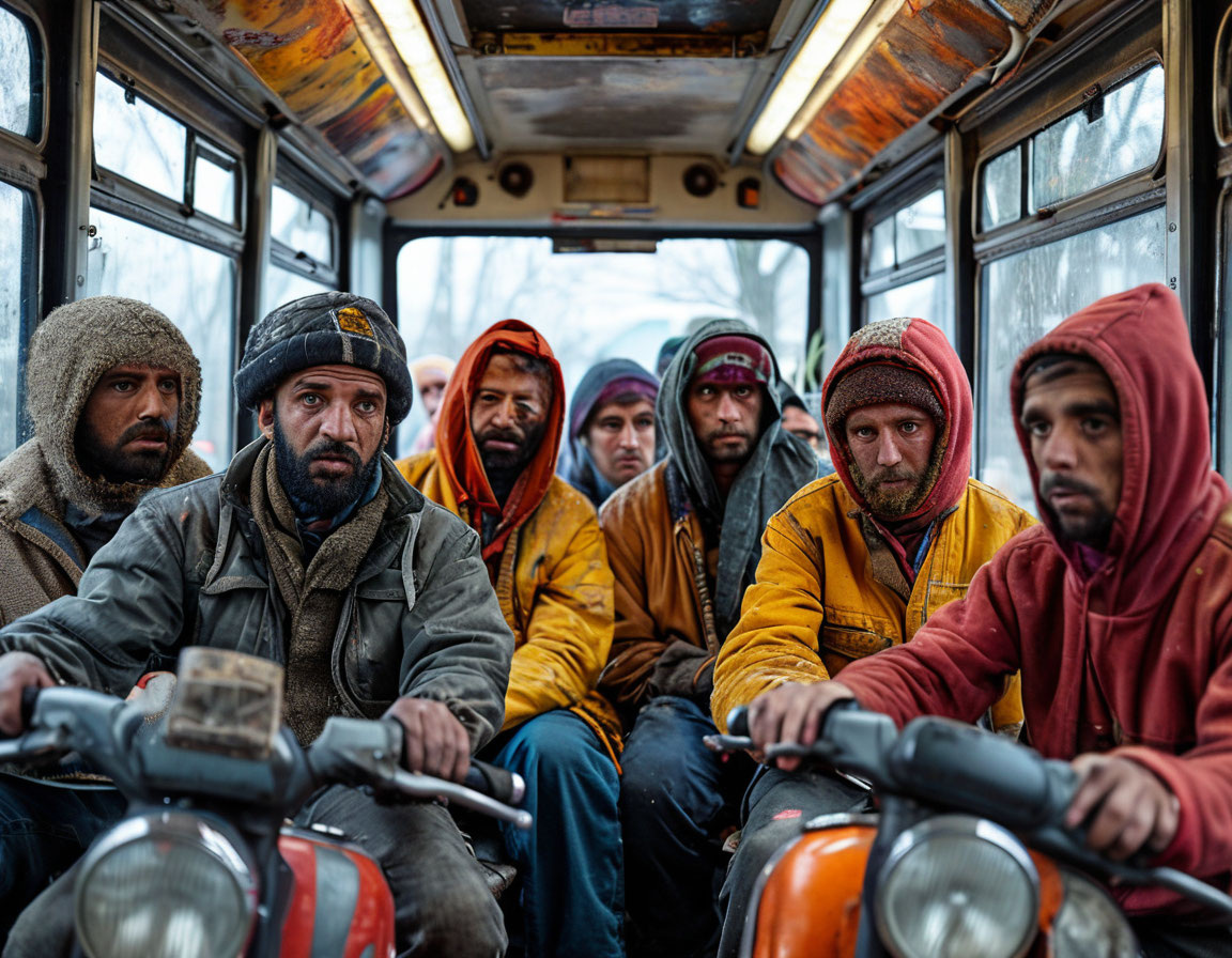 Россия: мигранты с мопедами в общественном транспорте. Фото из нейросети
