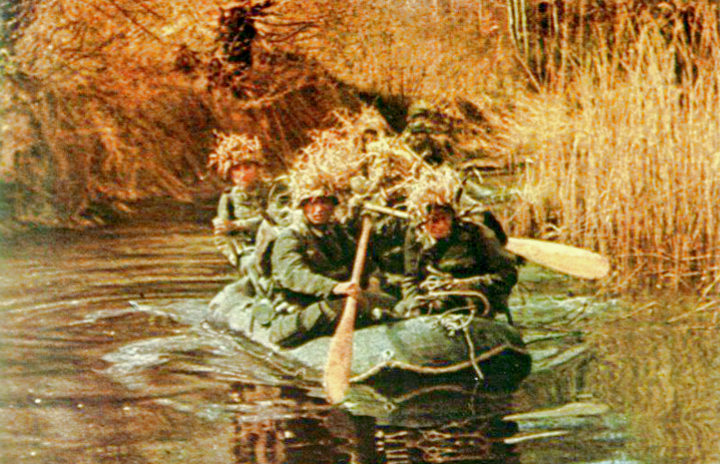 Солдаты вермахта форсирую небольшую речку на подступах к Сталинграду, 1942 г.