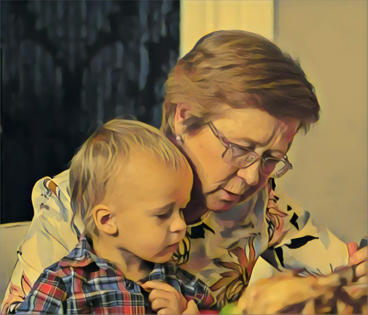 Бабушка Таня с внуком Петей